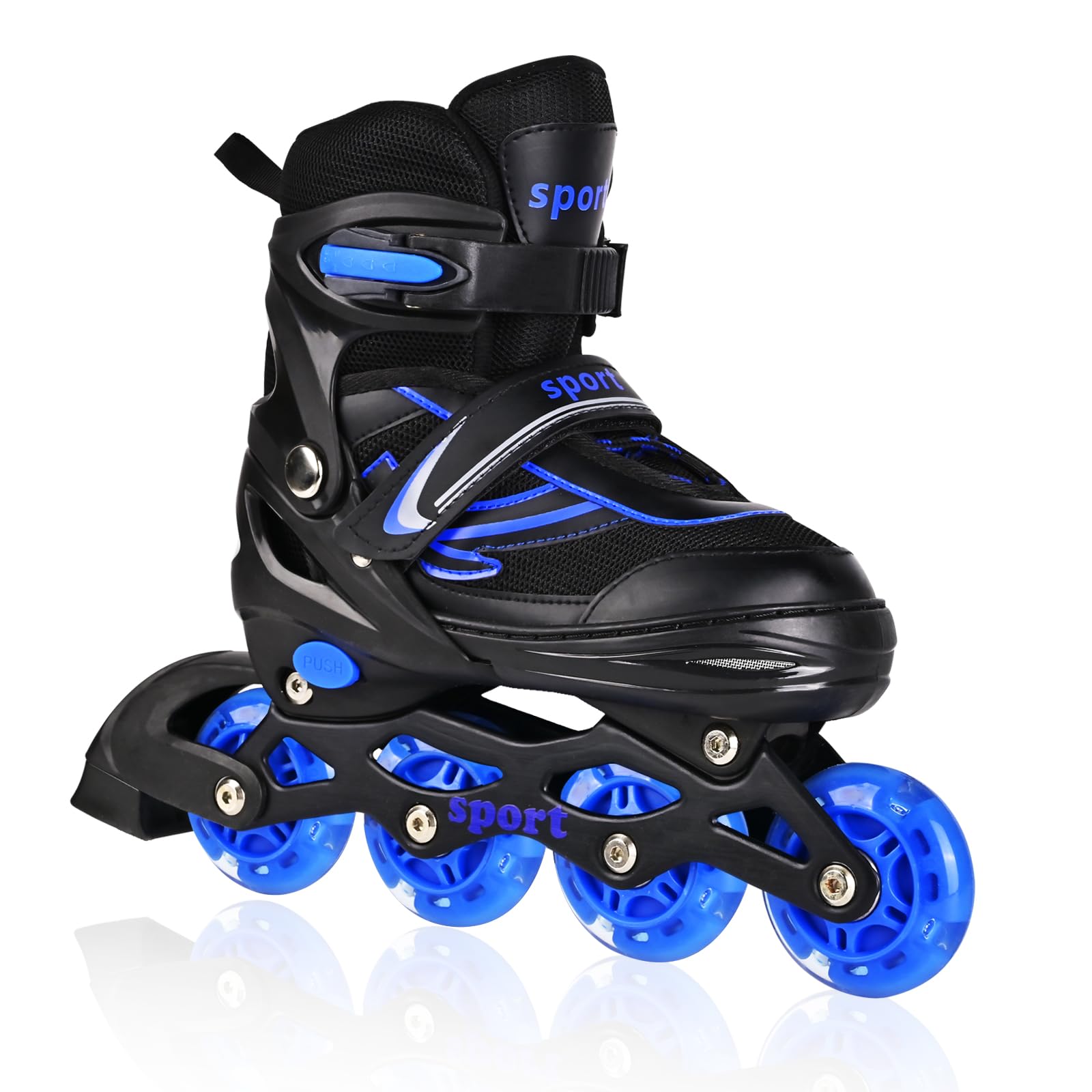 PIPIZHU front view showing complete skate pair and packaging, ready to wear and shop-safe