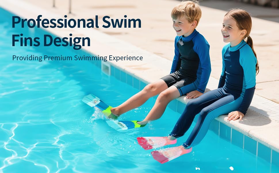 pippia child snorkeling with short blades enabling easy maneuvering and protection