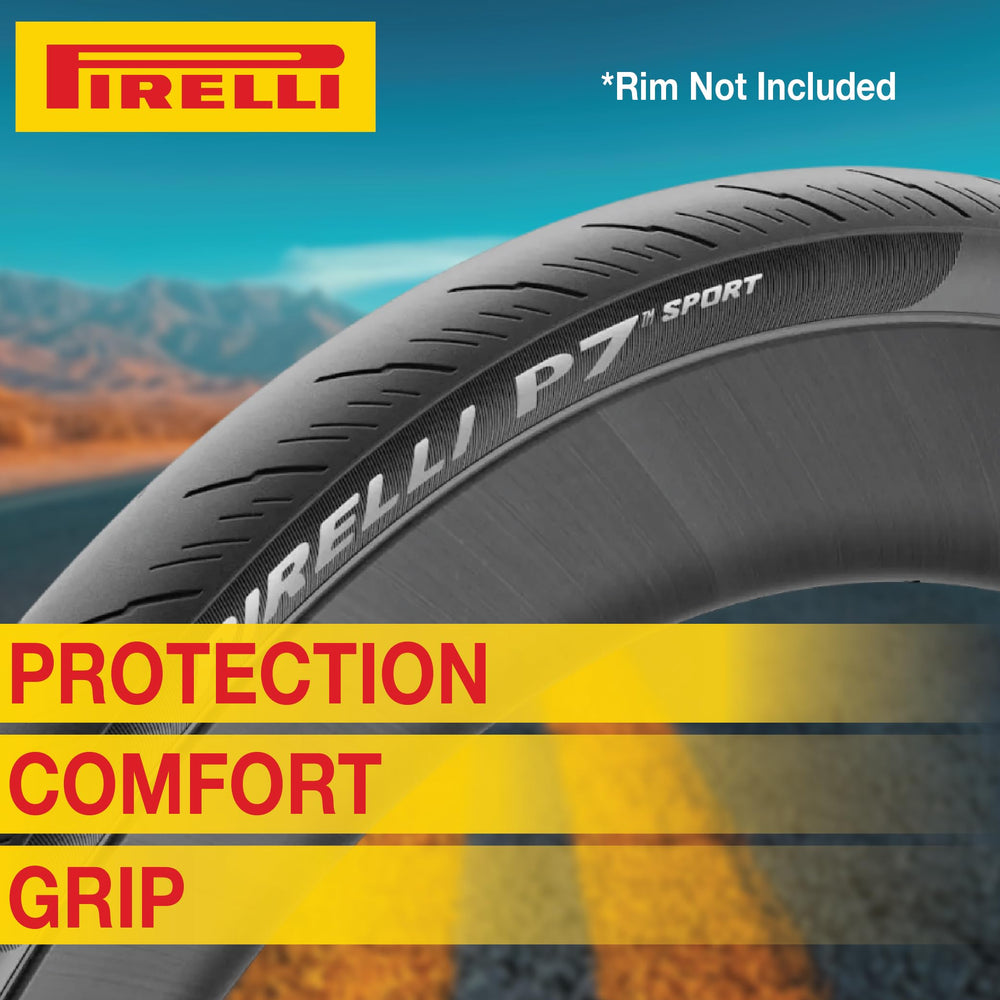 Road bike with Pirelli P7 Sport in motion demonstrating confidence at speed