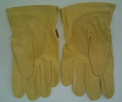 Plainsman gloves on a hand next to ruler showing large size and accurate fit