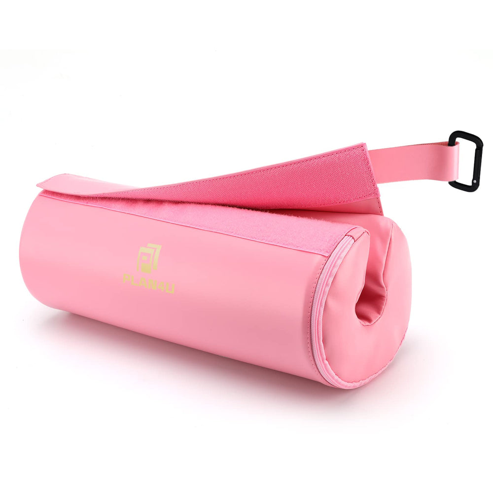 Plan4U front view of pink barbell pad showing shape and coverage for comfort