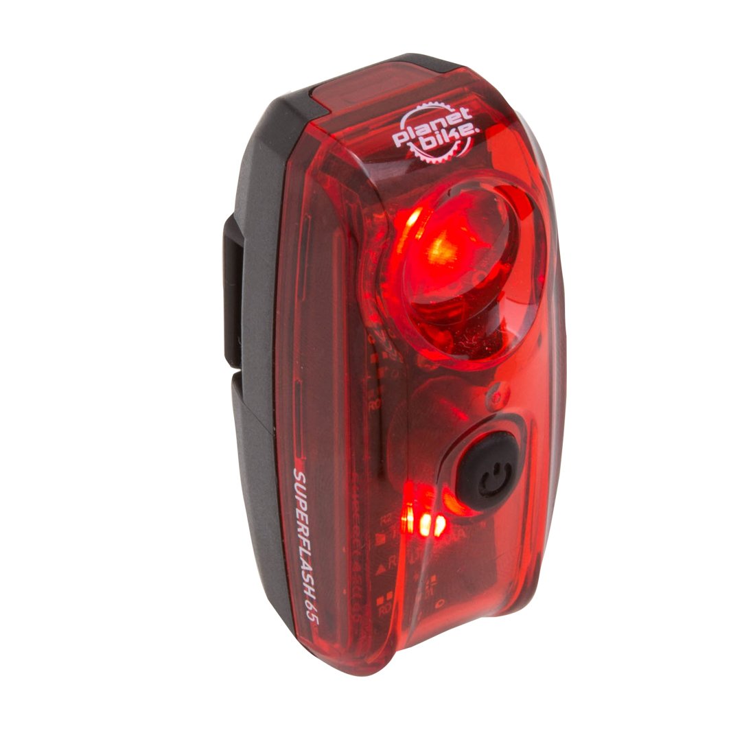 Planet Bike Superflash 65 side profile highlighting compact vertical design benefit