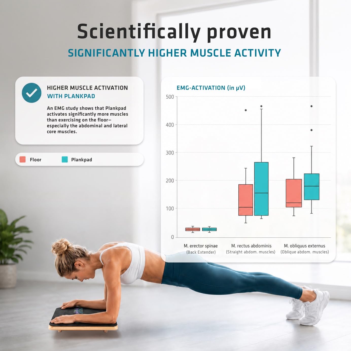 plankpad PRO workout poster and manual showing routine guidance and tips