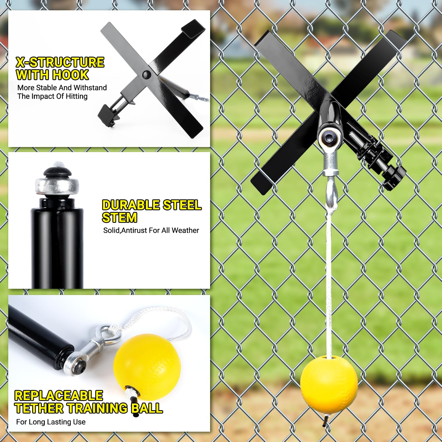 PLAYAPUT tethered ball in motion demonstrating instant reset and continuous reps