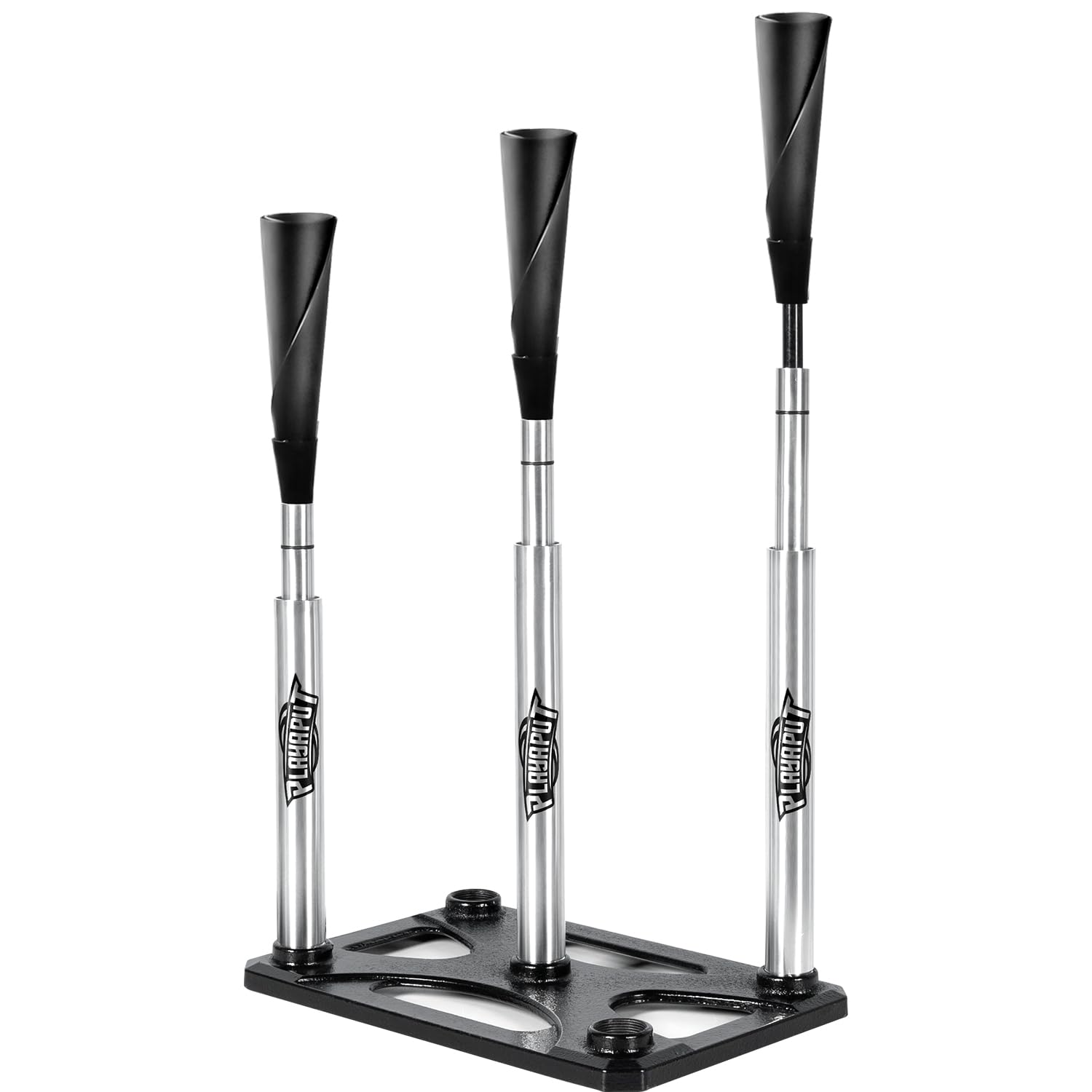 PLAYAPUT front view of batting tee showing full 20–46 inch range and stable base
