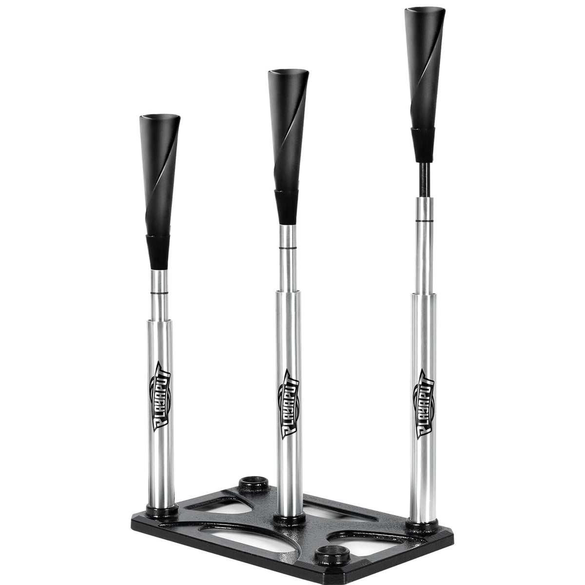 PLAYAPUT front view of batting tee showing full 20–46 inch range and stable base