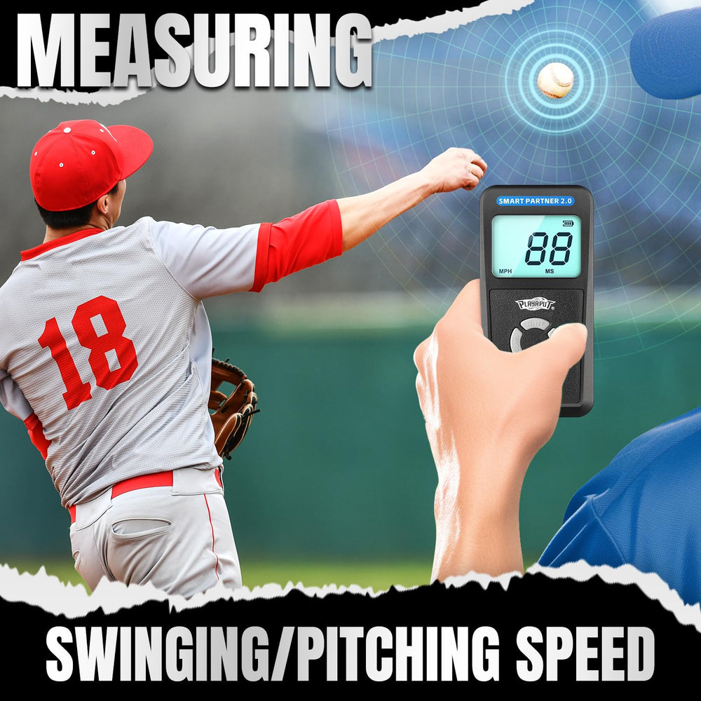 PLAYAPUT radar in use by coach measuring pitch speed for training feedback
