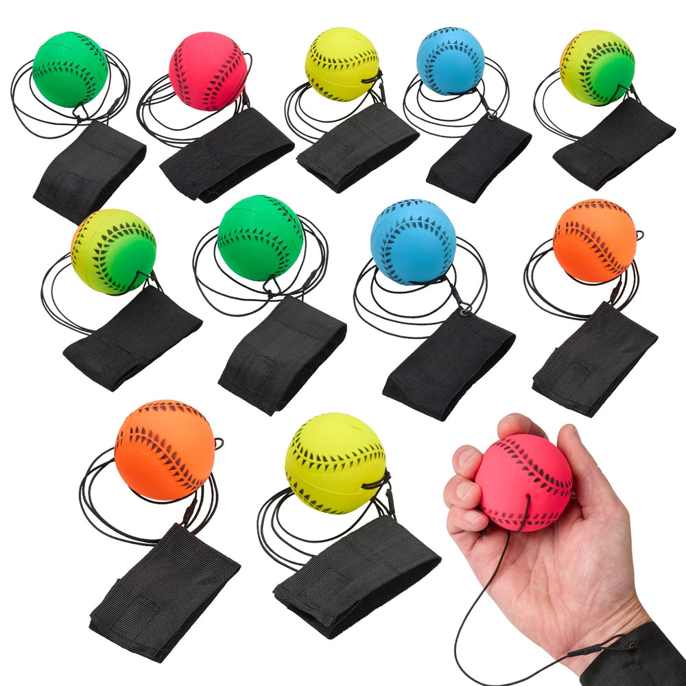 Playbees front packaging showing 24 neon wrist return baseballs and bulk value