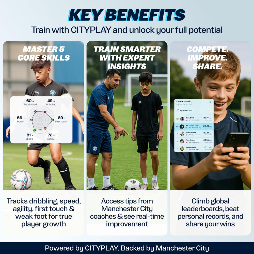 Playermaker CITYPLAY sensor mounted in cleat showing comfortable low-profile play benefit