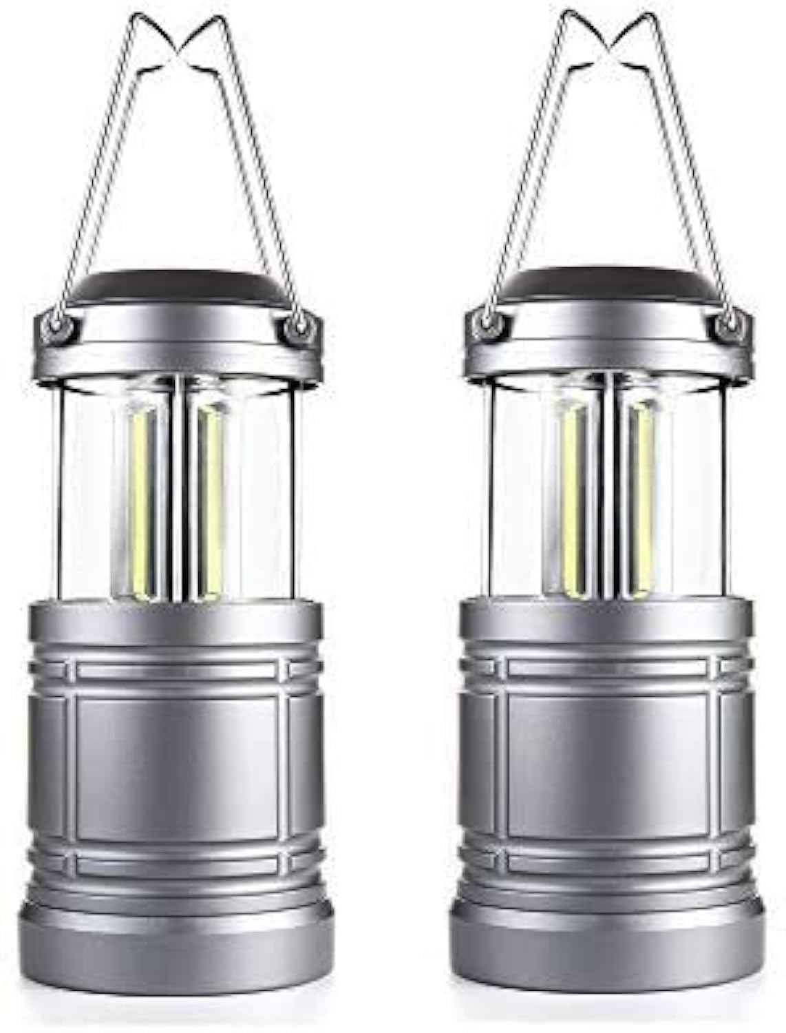 Ploarnovo front view of two packaged lanterns showing compact useful lighting