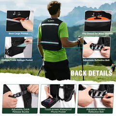 PLUSINNO rear pocket detail storing a jacket and gels for organized carry