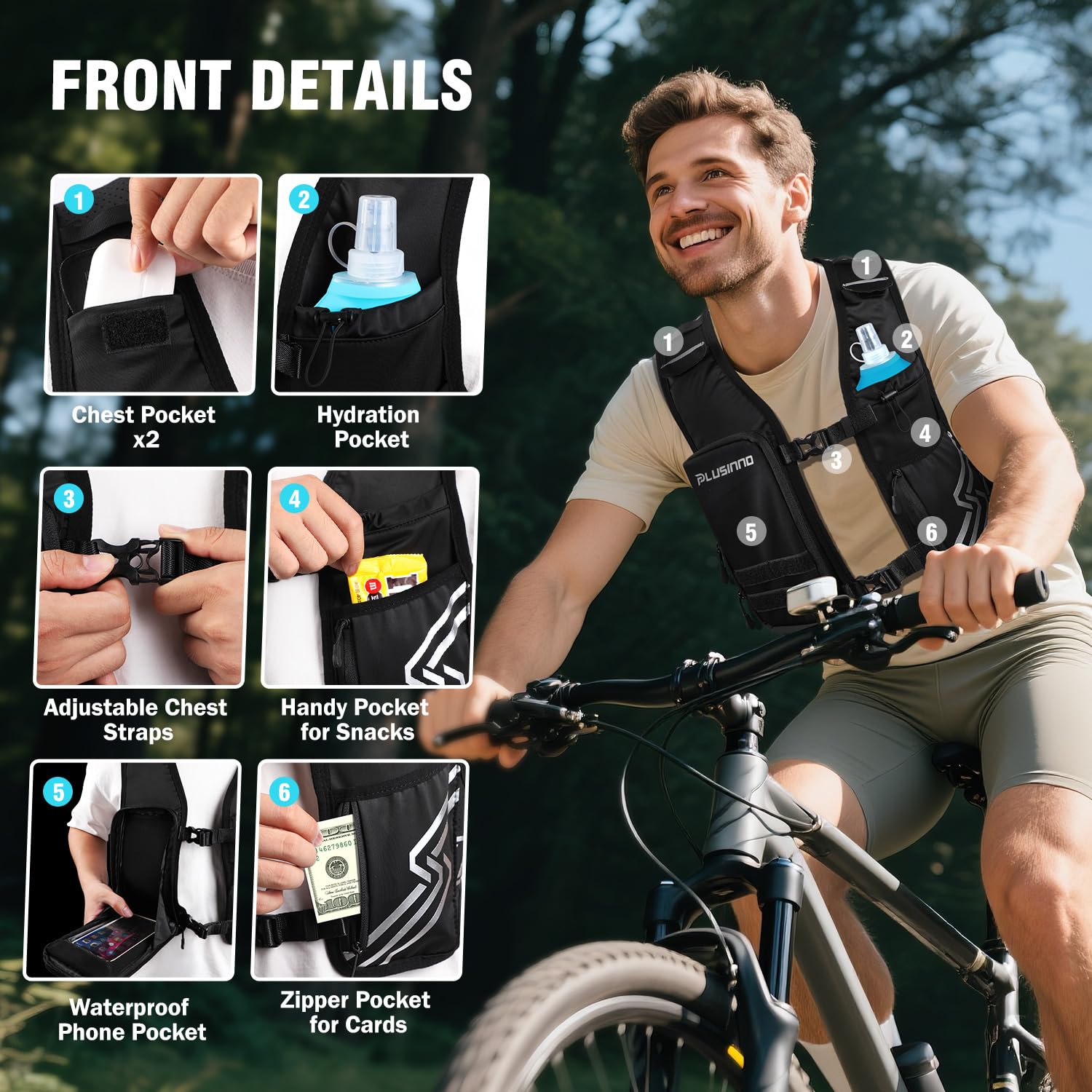 PLUSINNO close-up of 500ml soft flask bite valve for easy sip access