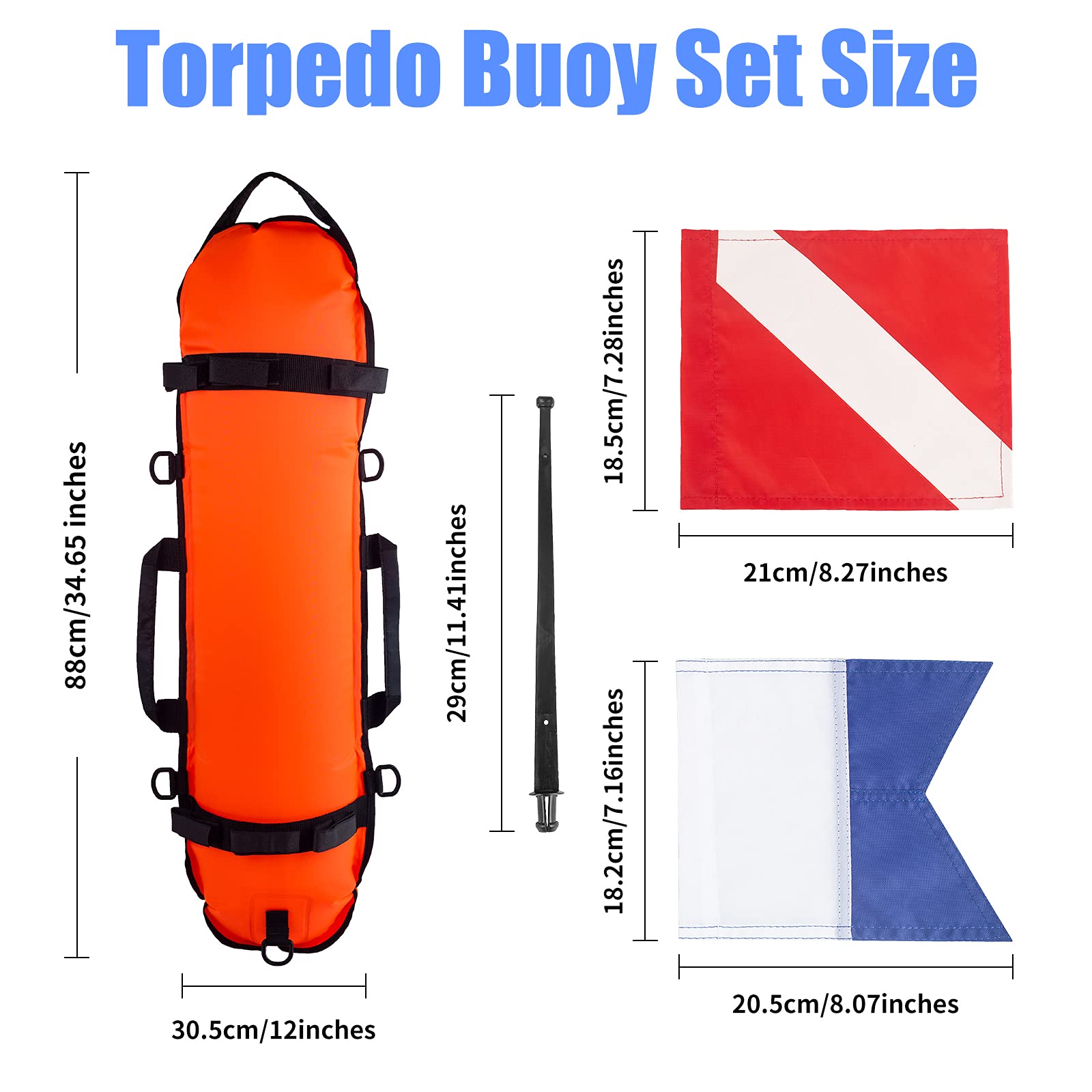 Pluzluce buoy next to speargun showing scale and gear attachment utility