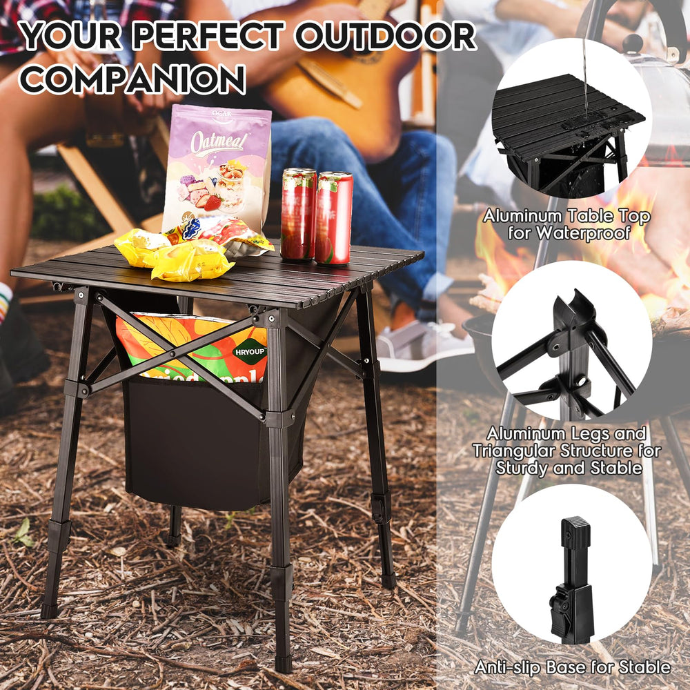 Pnbfhn table hosting camping stove showing stable outdoor cooking support