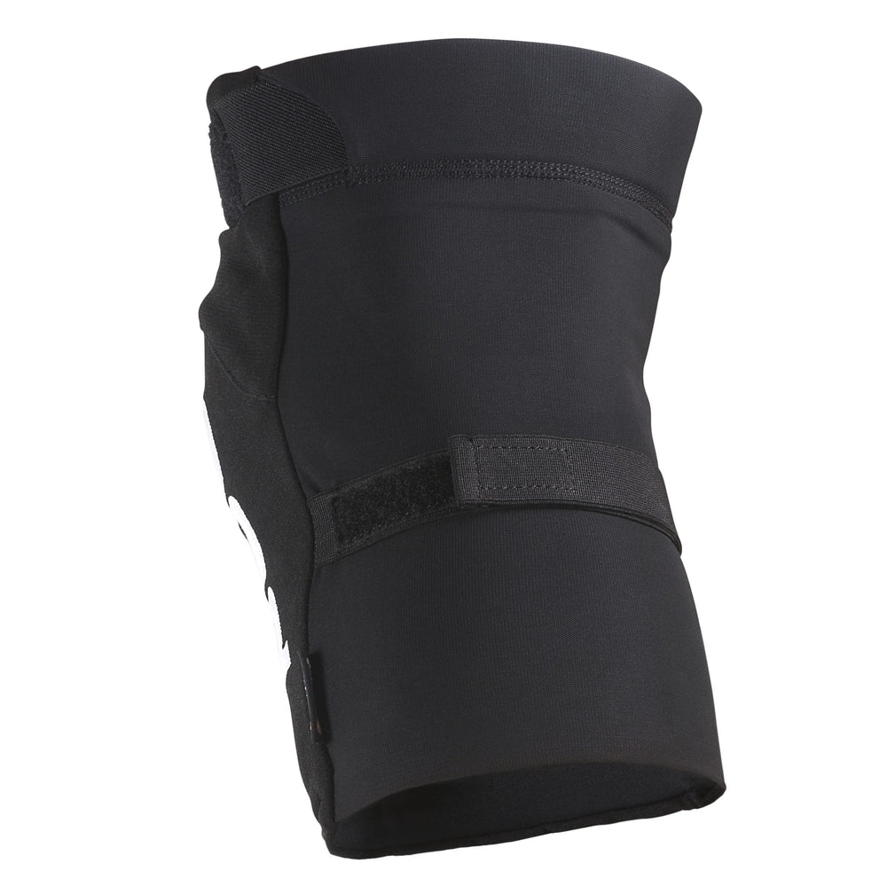 POC knee pads worn by rider on descent demonstrating secure fit benefit