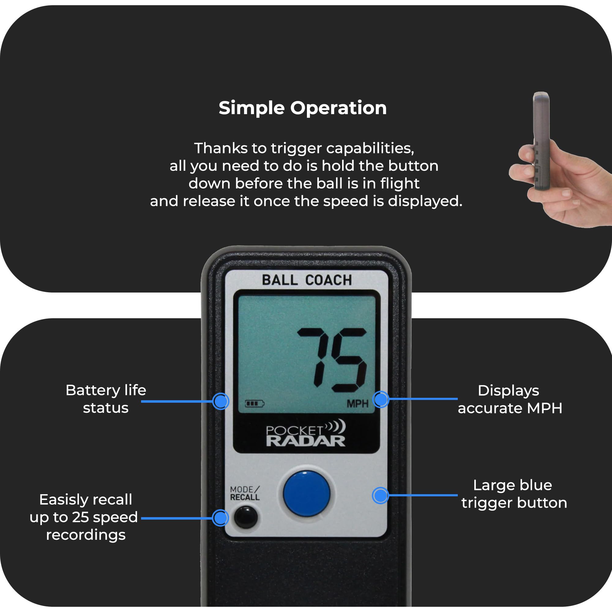 Pocket Radar packed inside Koah rugged hard case for safe transport