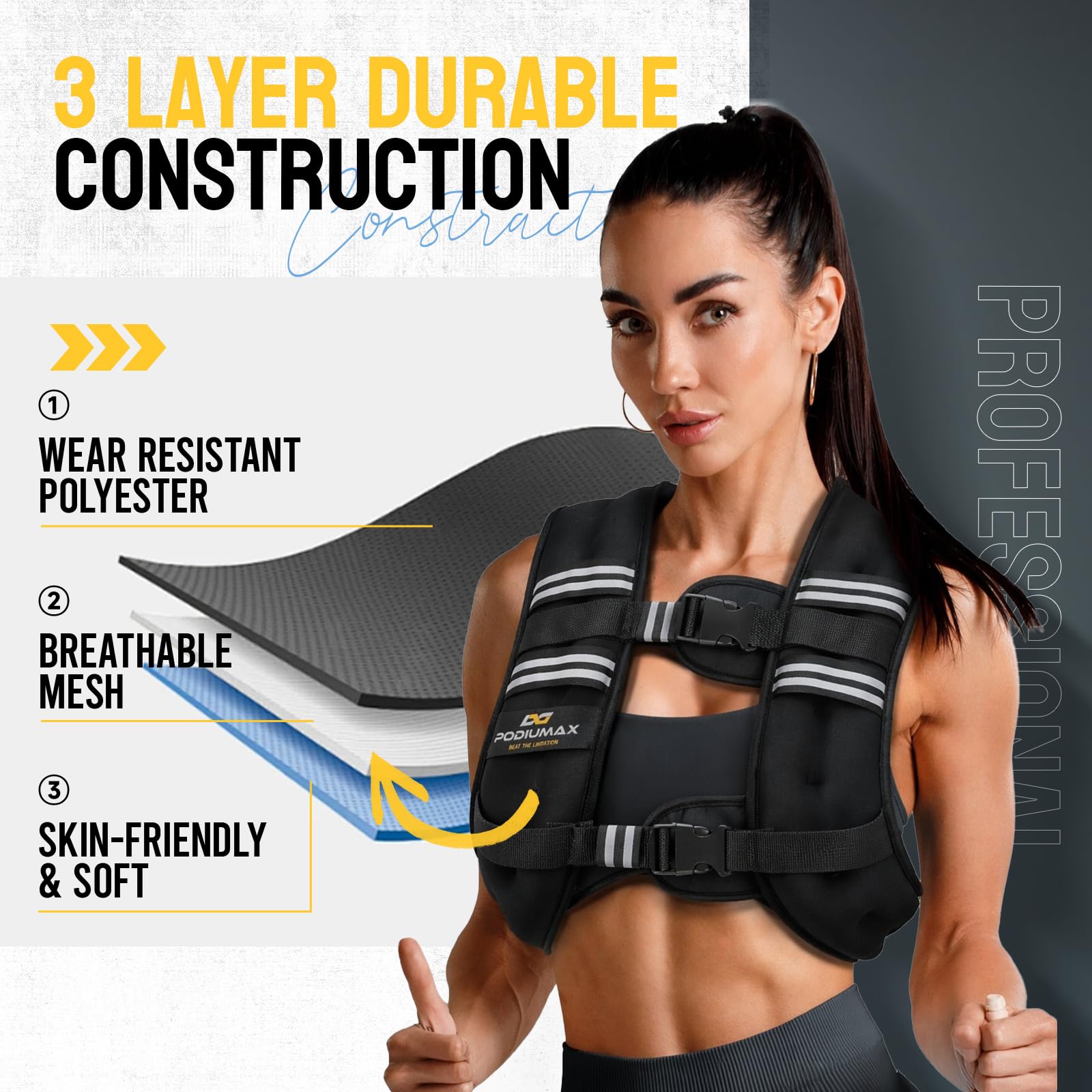 PodiuMax iron-sand weight pouch detail showing even distribution and stability