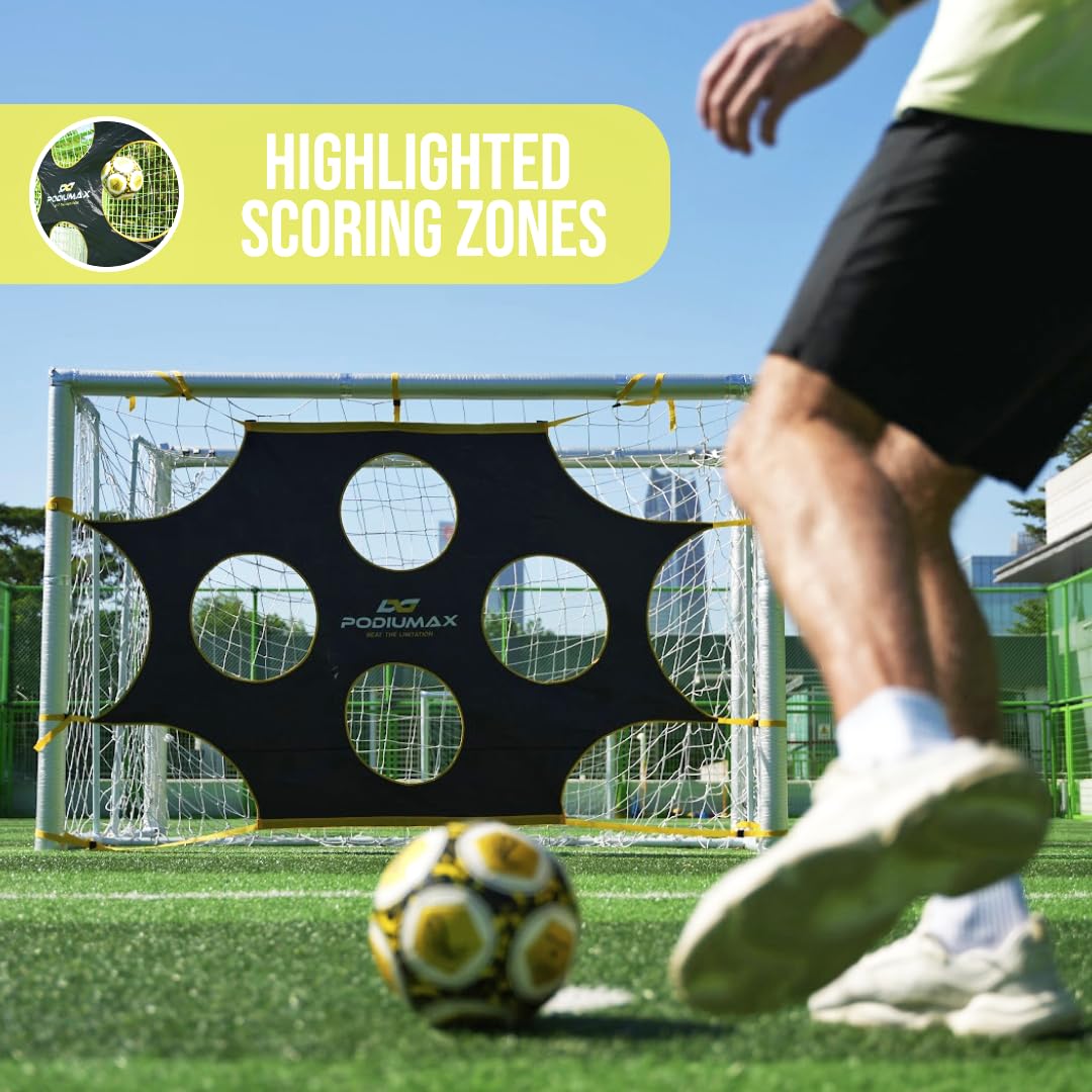 PodiuMax action shot of player shooting into target net improving accuracy benefit