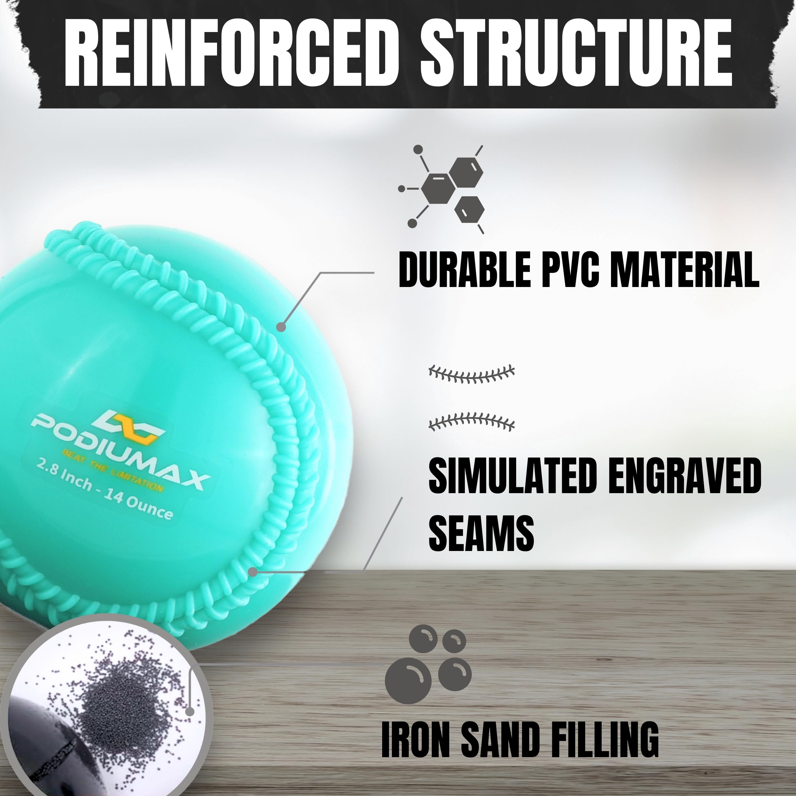 PodiuMax close-up of raised seams providing improved grip and release control