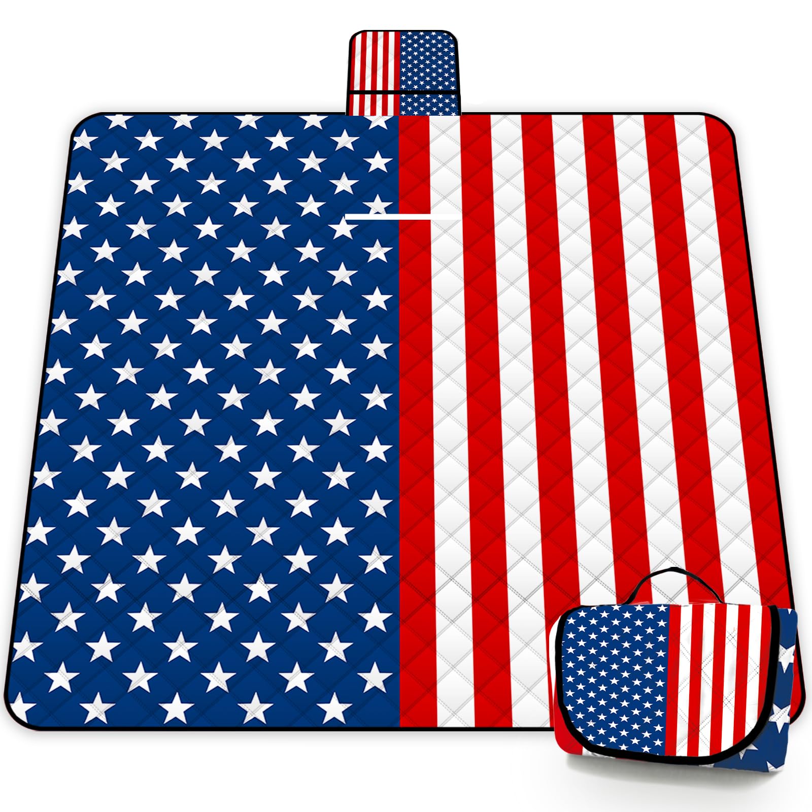 Poedist front flat layout showing full patriotic print and seating area benefit