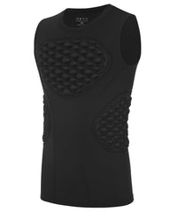 Poekuao front view of black XS chest protector shirt showing slim fit and coverage benefit