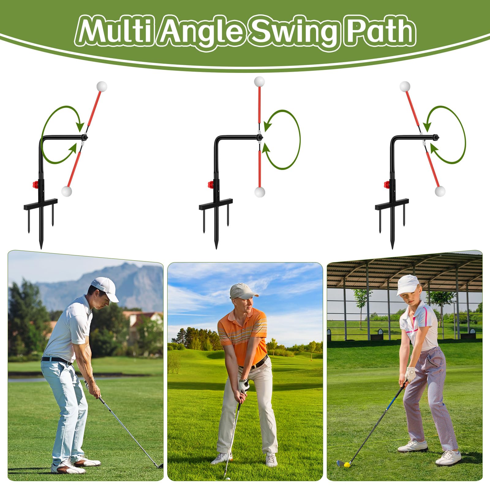 Poen size scale with club to show compact portable dimensions for easy storage