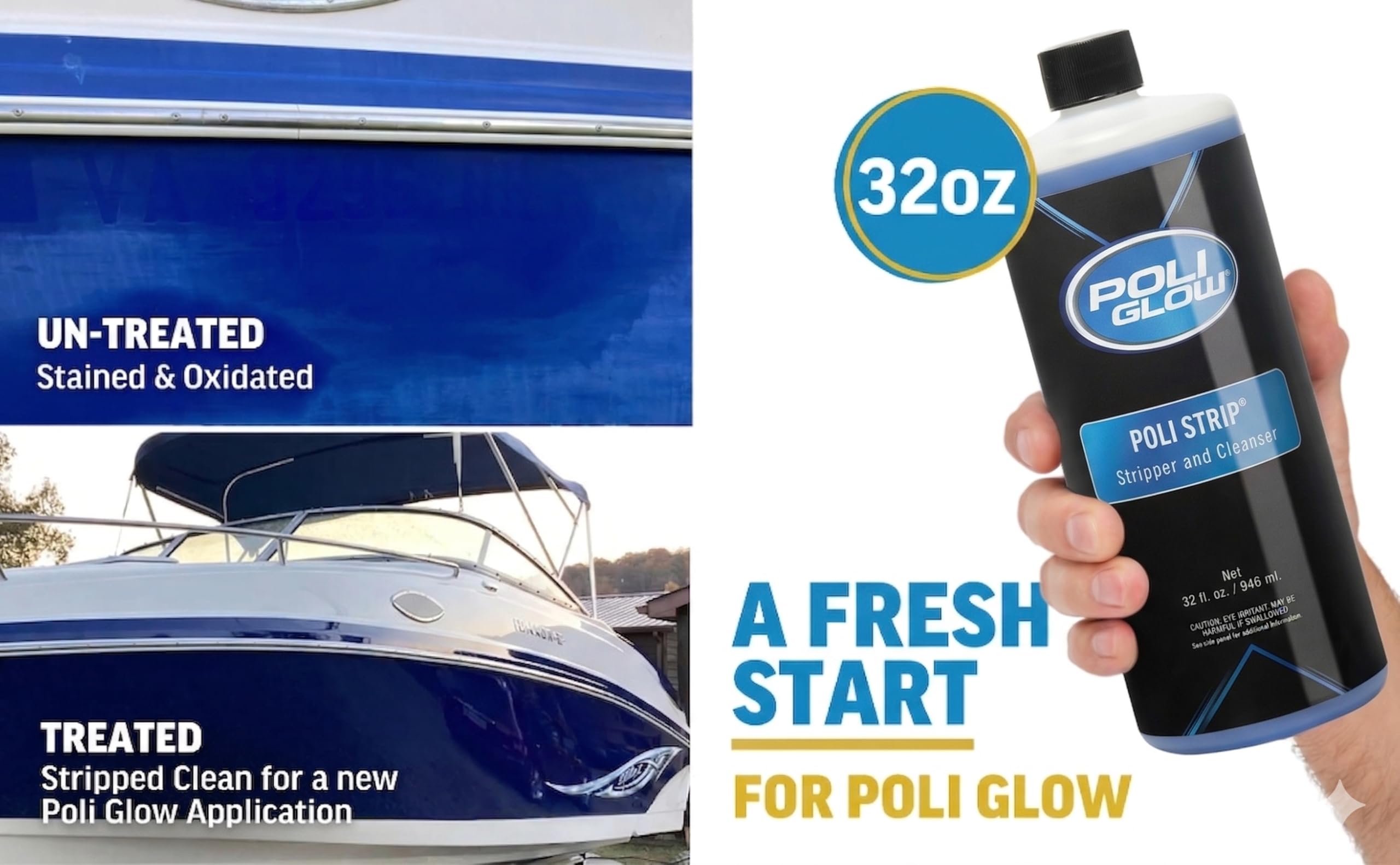 Poli Glow safety gloves and goggles beside bottle showing protective practice