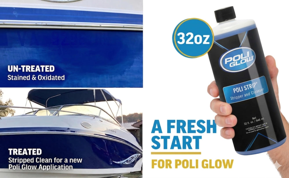 Poli Glow safety gloves and goggles beside bottle showing protective practice