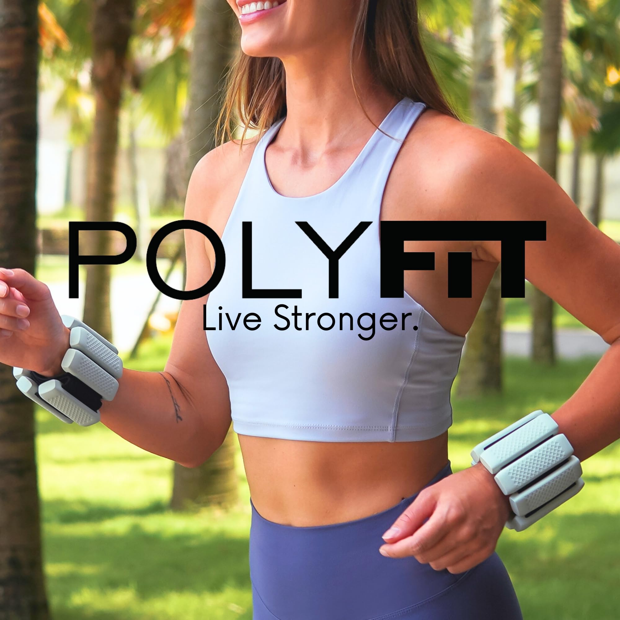 Polyfit used while walking outdoors showing convenience and everyday intensity benefit