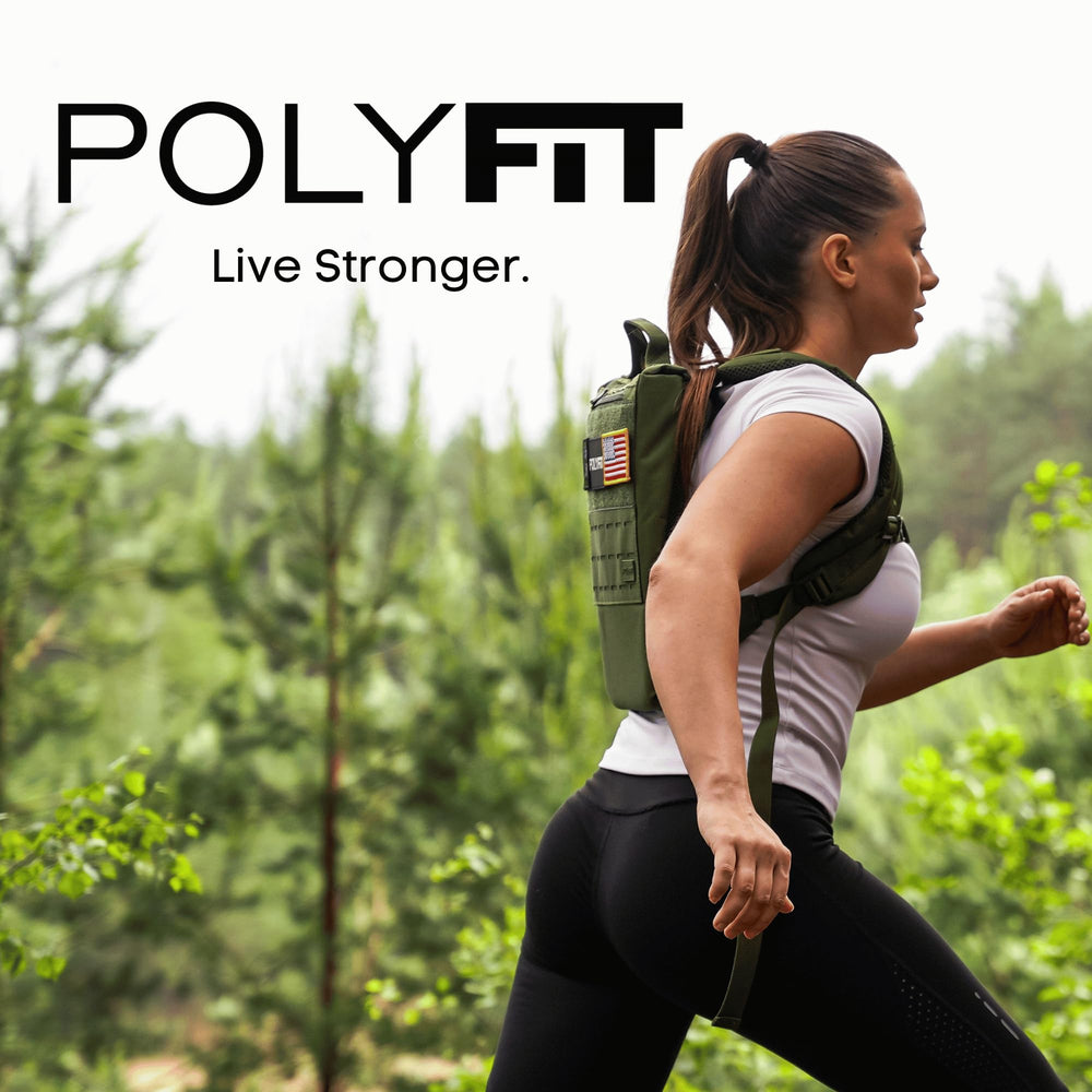 Polyfit plate inside a ruck during outdoor hike demonstrating added load