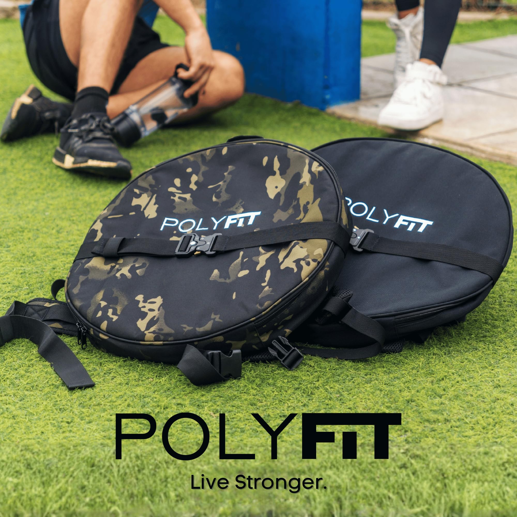 Polyfit PL8 size comparison with 45lb plate illustrating fit limits and recommended safe load