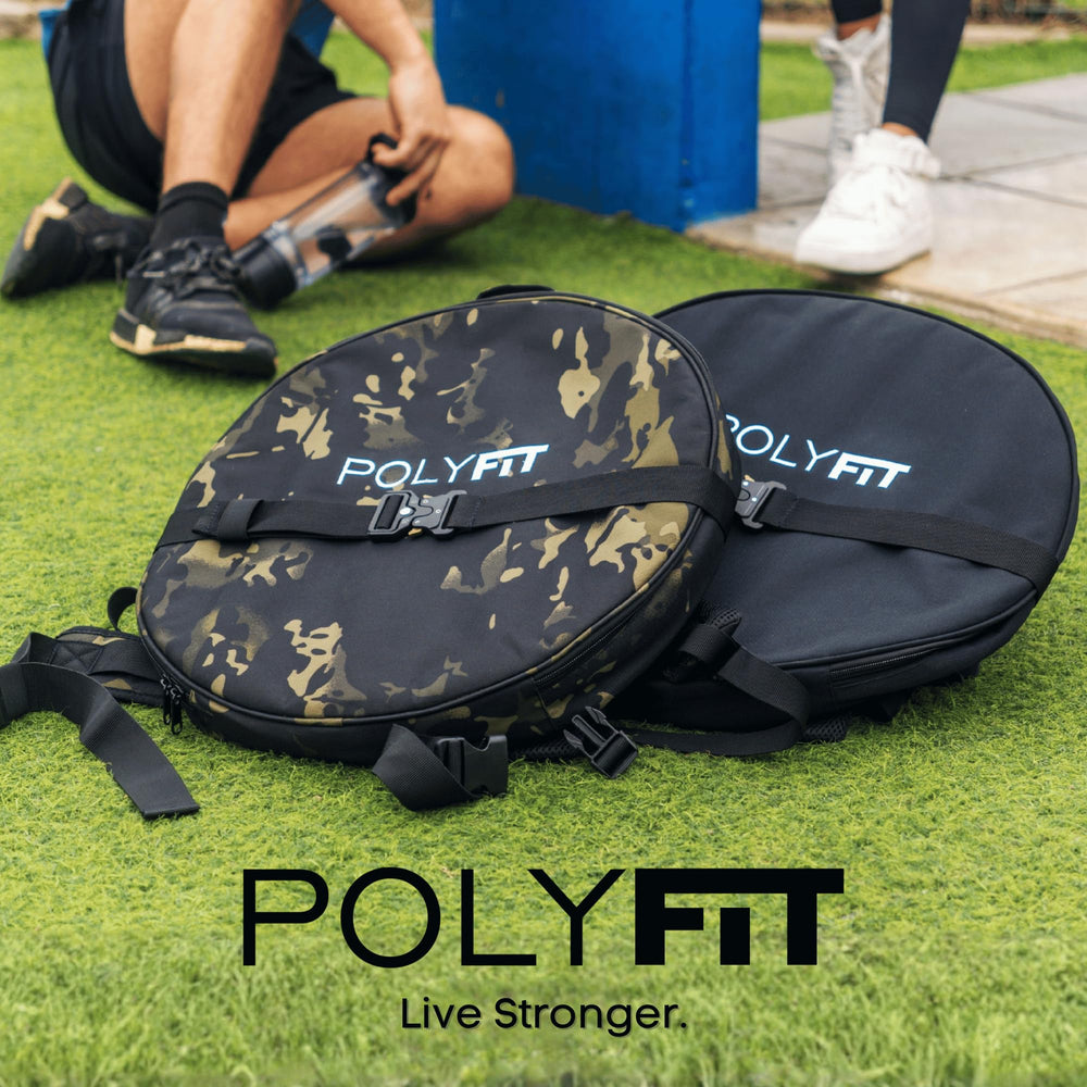 Polyfit PL8 size comparison with 45lb plate illustrating fit limits and recommended safe load