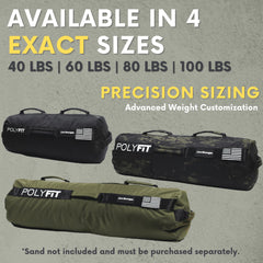 Polyfit sandbag pro handle layout showing seven grips for versatile exercise options