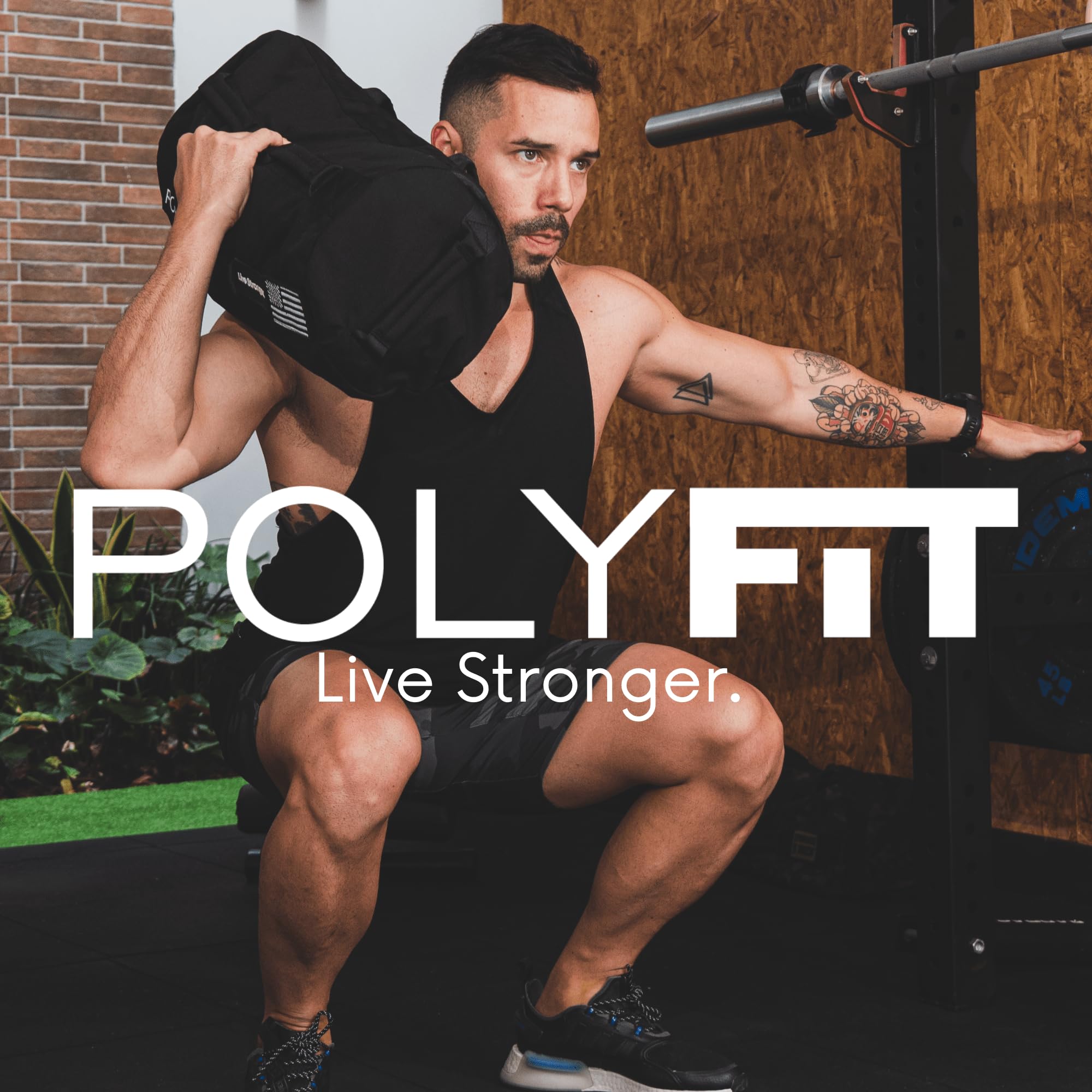 Polyfit sandbag pro scale and size comparison showing 80LB capacity for workout planning