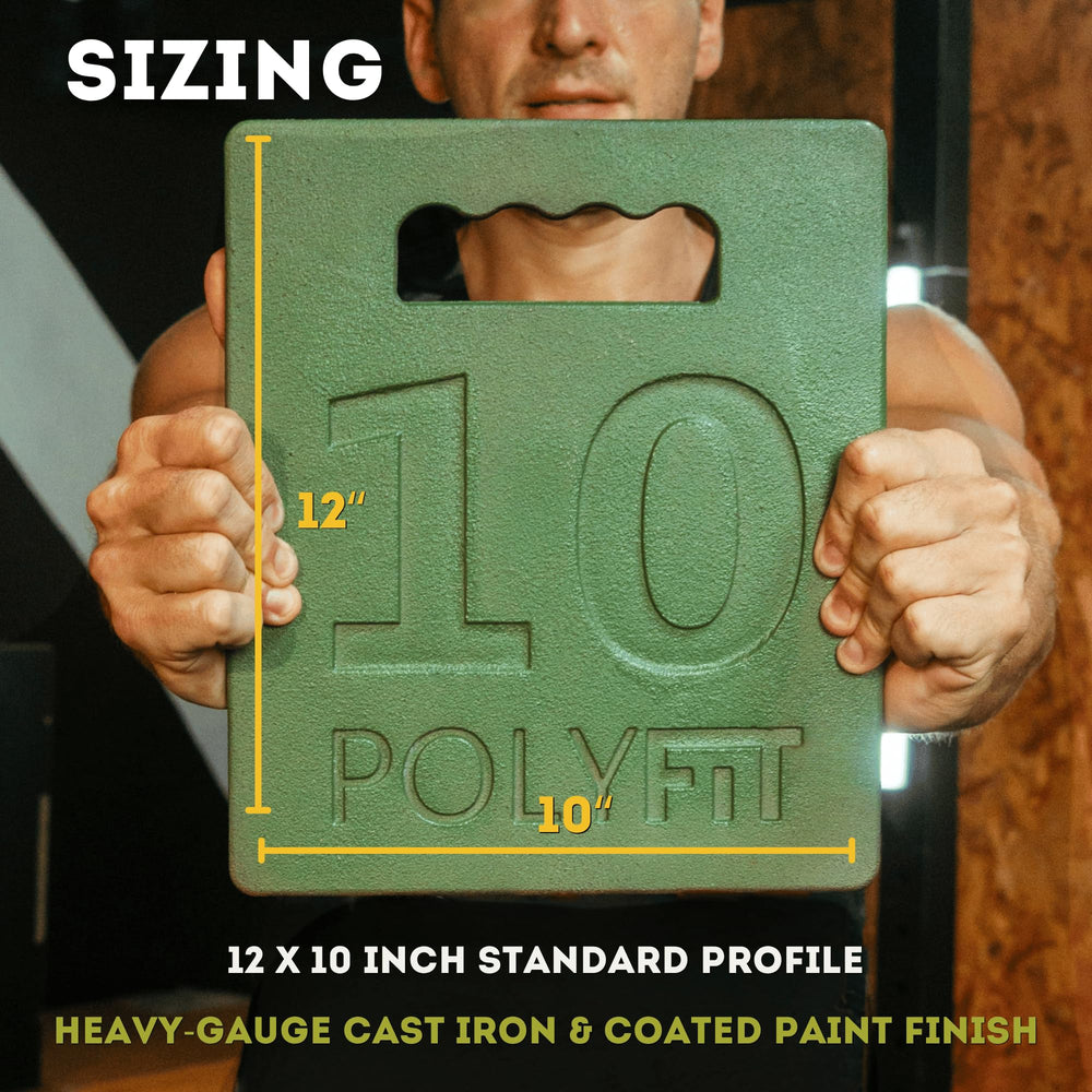 Polyfit plate held in hand for size comparison showing portable 10 lb benefit