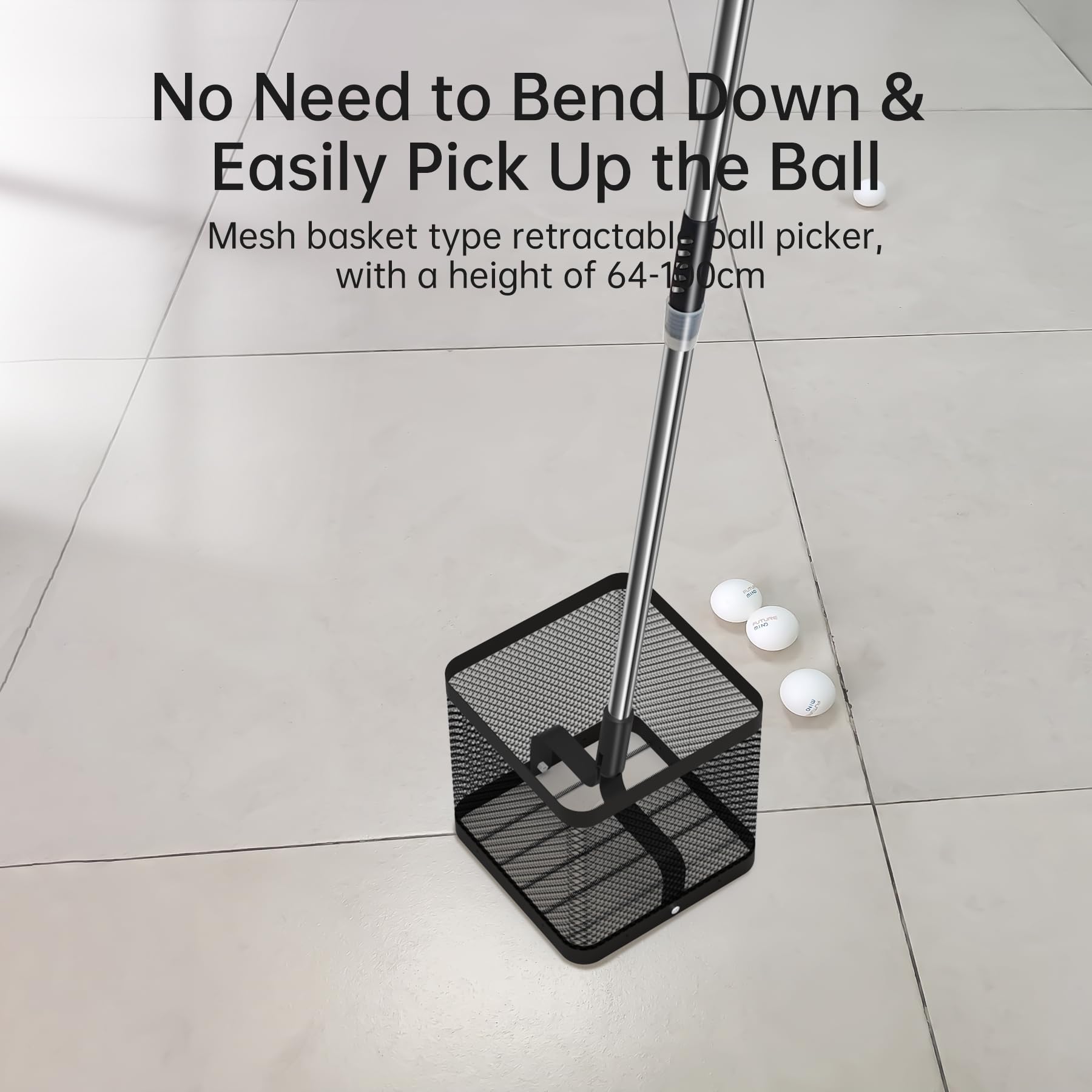 PONGBOT basket close-up highlighting large capacity and secure hold