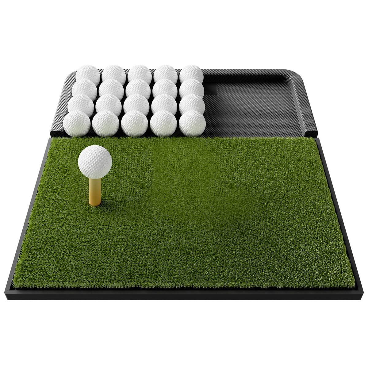 Ponsonbay mat front view showing compact design and ball tray benefit