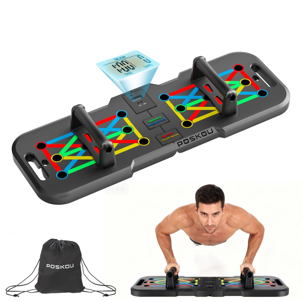 POSKOU front view of push up board showing layout and portability benefit