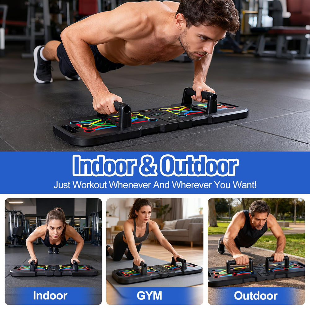 POSKOU board in use by man demonstrating varied pushup positions benefit