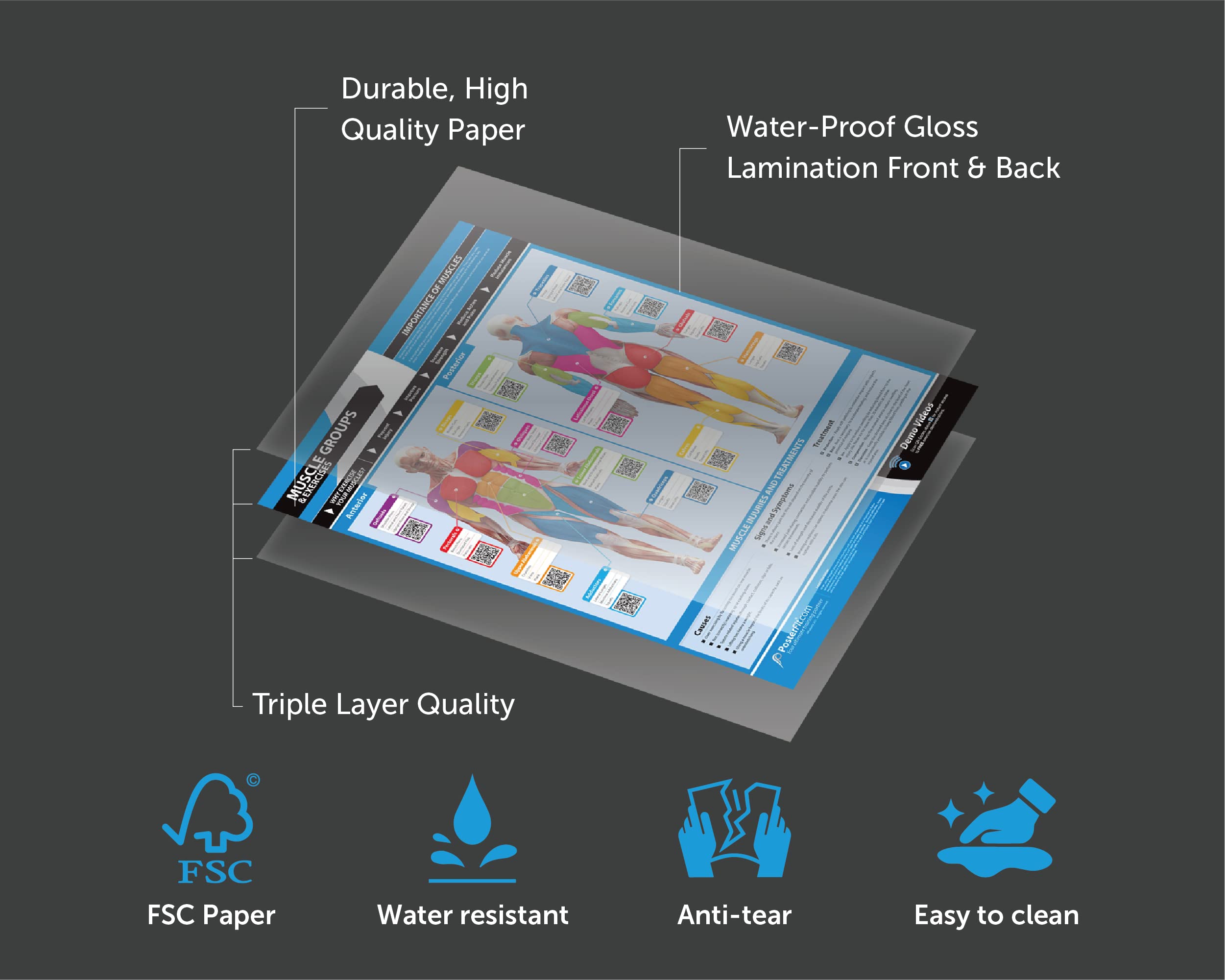 Posterfit poster mounted in a home gym showing practical use and visual guidance
