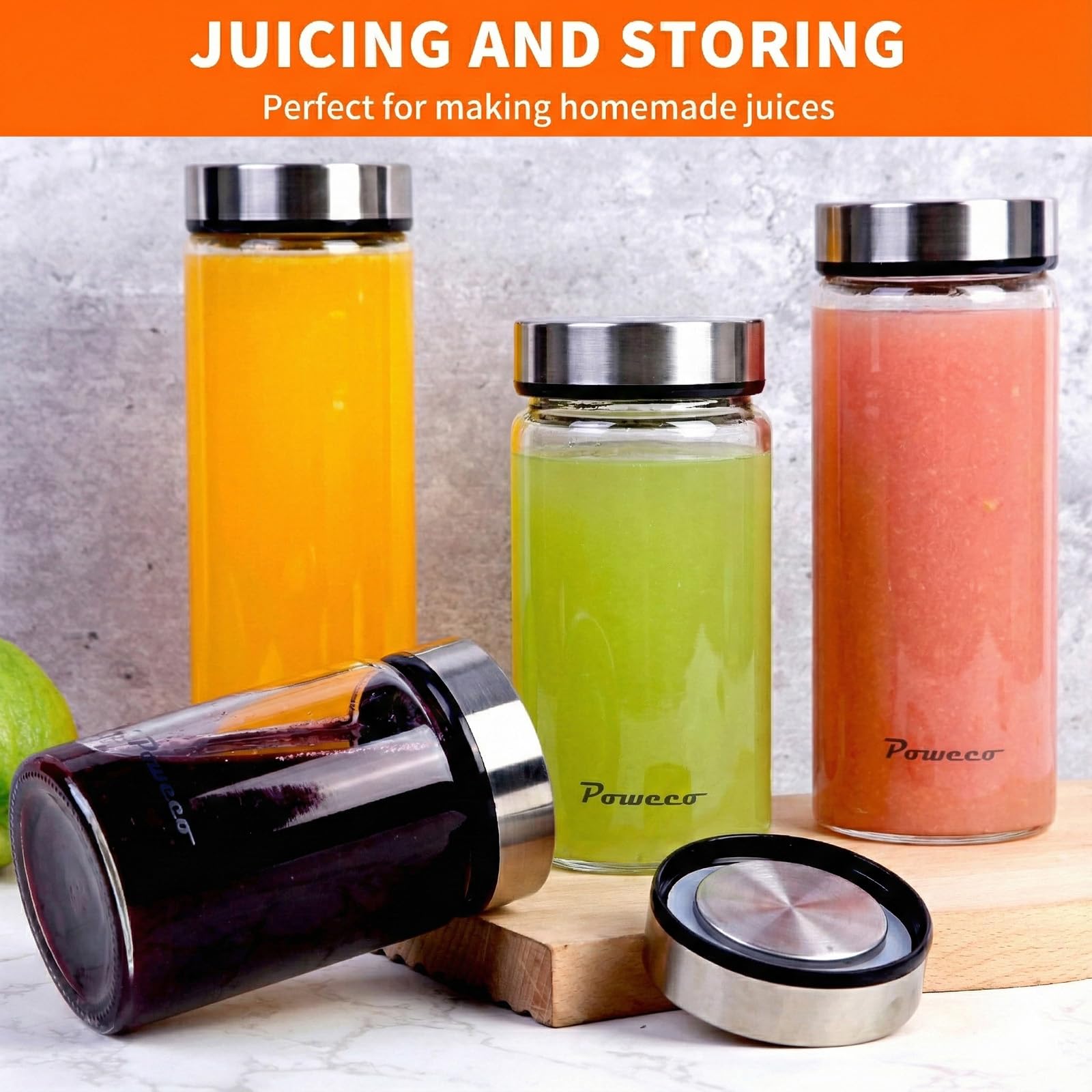 poweco bottle in use pouring a fresh smoothie to show easy wide-mouth filling