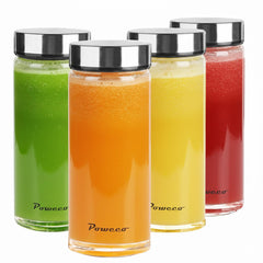 poweco front packaging showing four 16oz bottles and lids for stylish storage