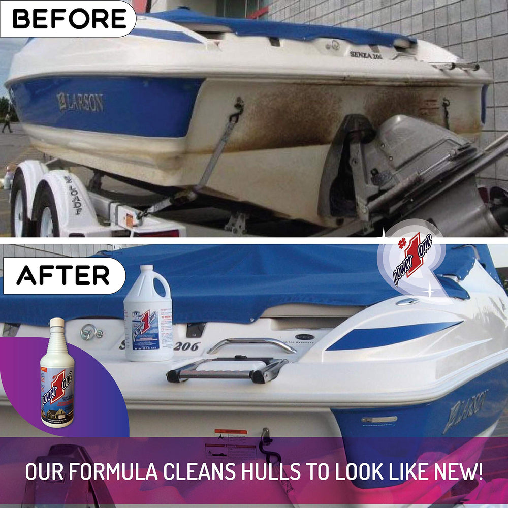 Power #1 One applied to fiberglass gel coat removing rust benefit