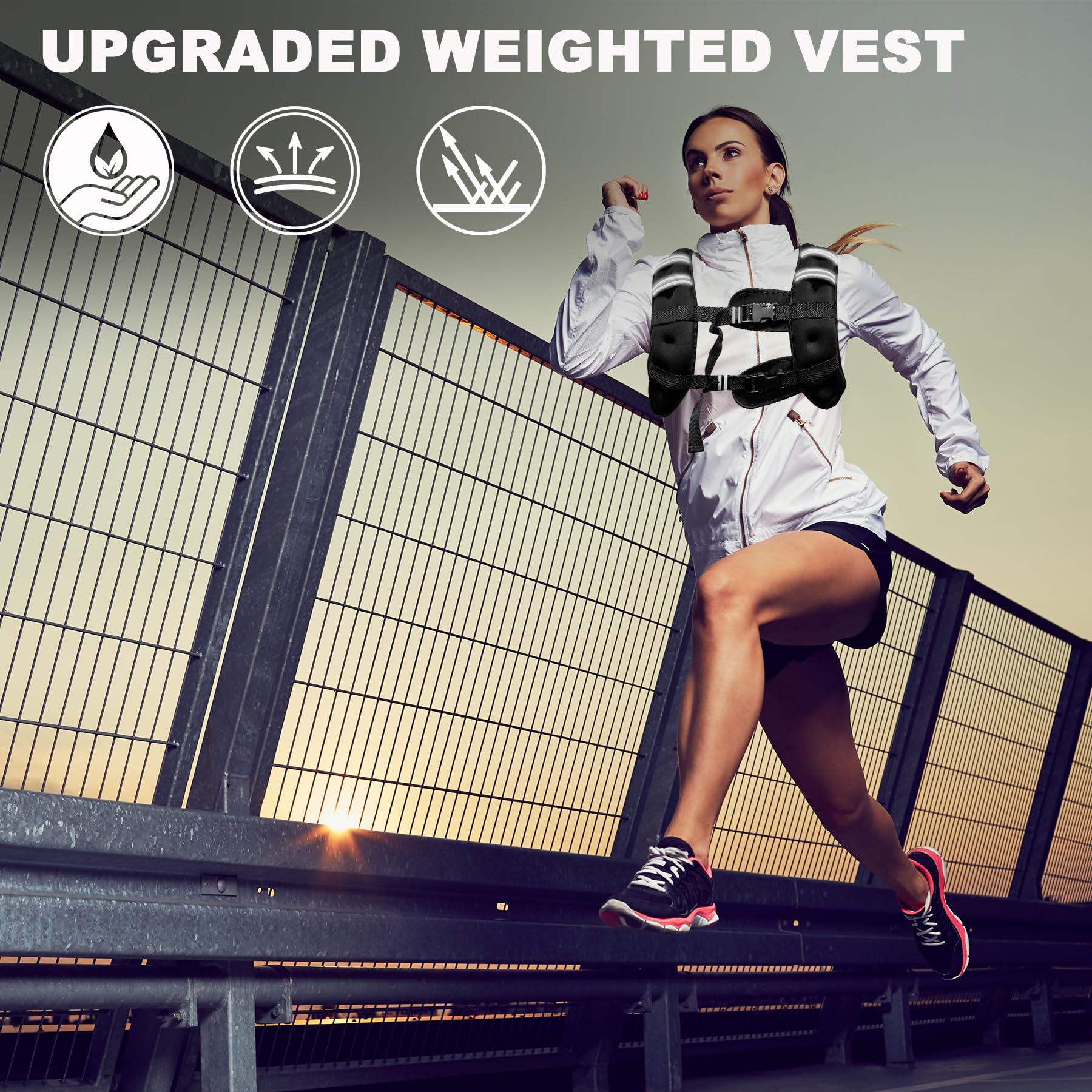 POWER GUIDANCE vest beside a water bottle for scale to show compact, wearable weight