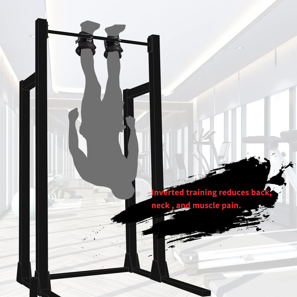 powerfeng user hanging upside down performing crunches, effective core training benefit