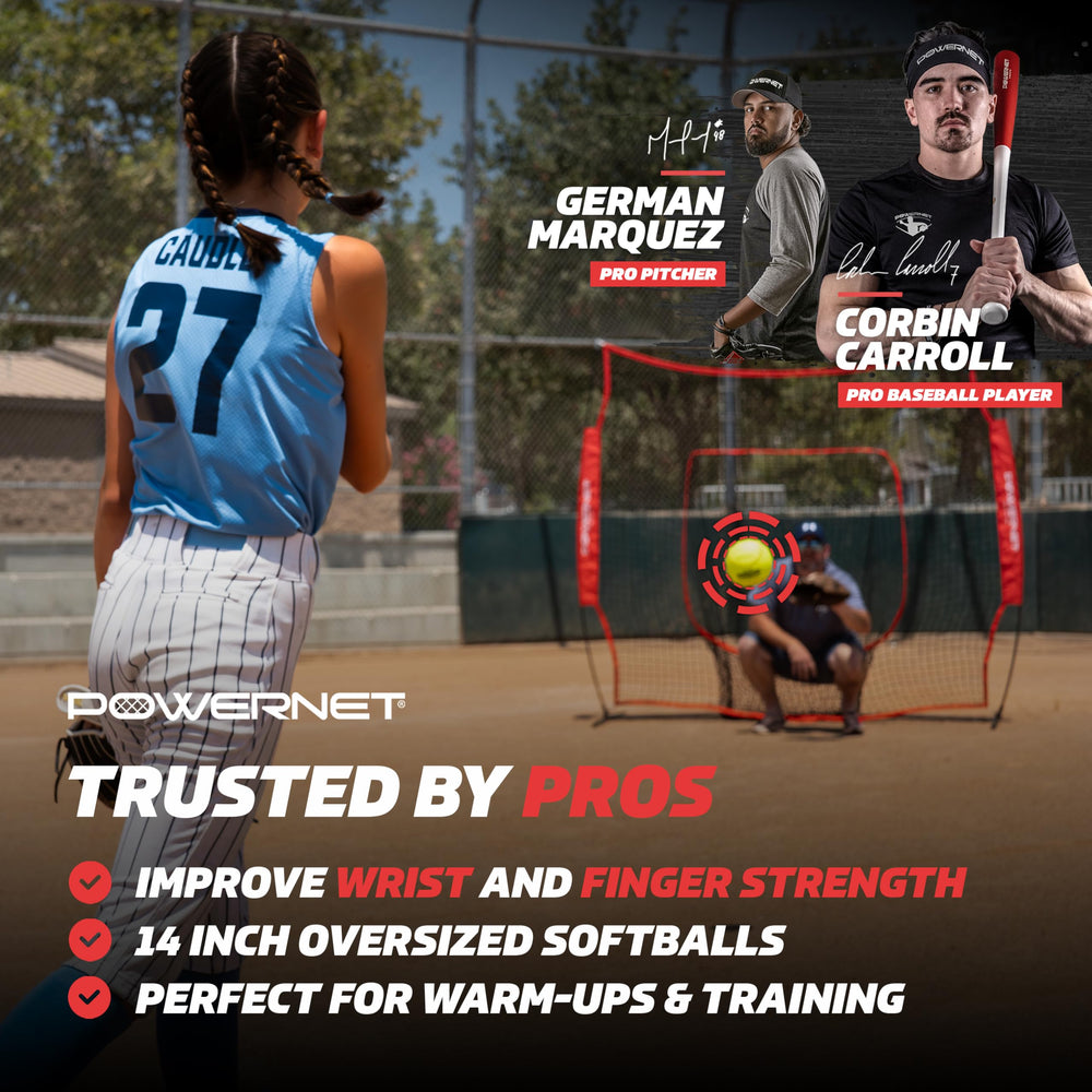 PowerNet close-up of raised red seams and leather texture improving grip feedback