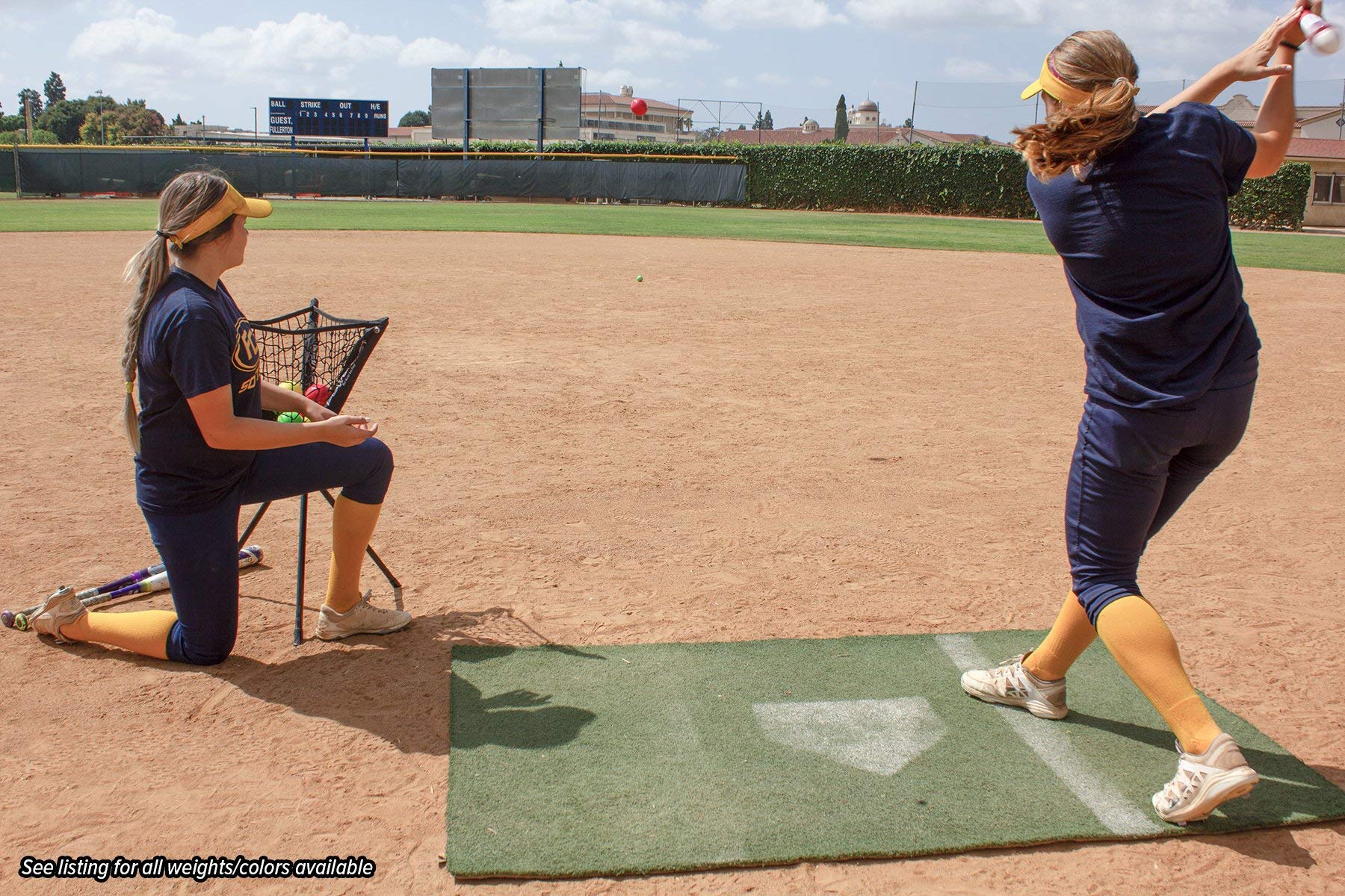 PowerNet balls in training bag at stadium showing portability for warm-up and practice benefit