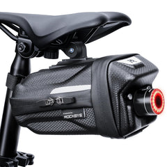 POWVINE front view of saddle bag showing compact storage and aerodynamic benefit