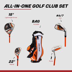 Precise X7 clubs lineup driver hybrid iron and putter demonstrating complete set