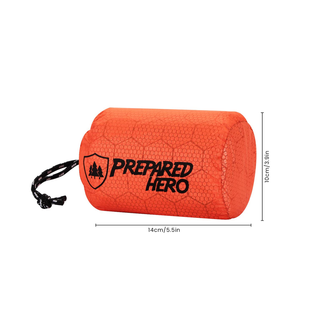 Prepared Hero bright orange bivy in field to show high visibility for faster rescue benefit